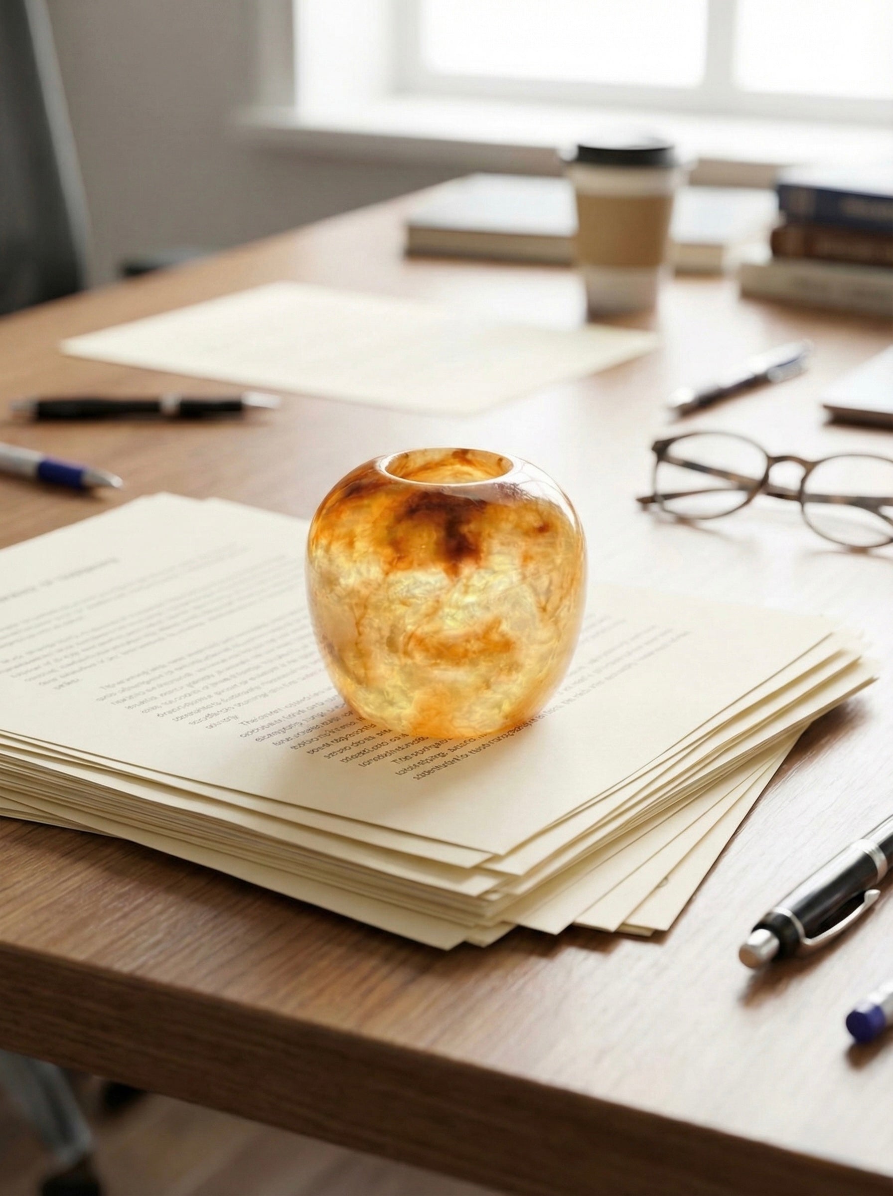 Round Apple Alabaster Light