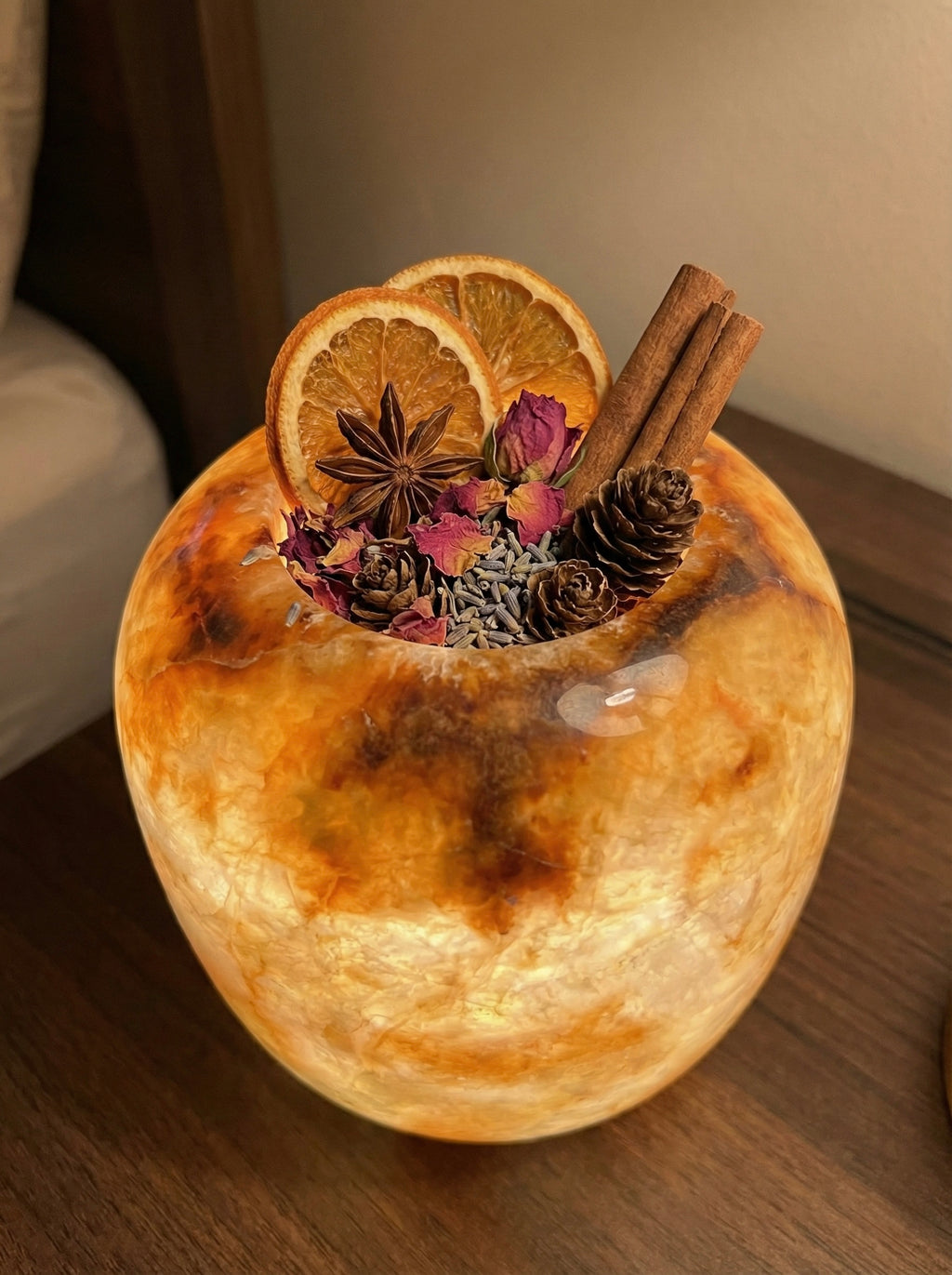 Round Apple Alabaster Light