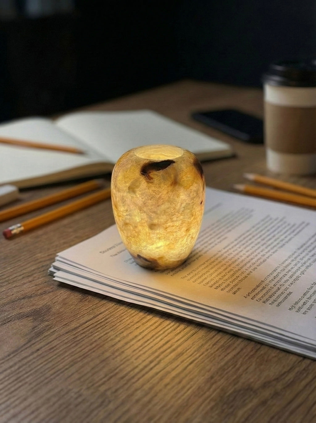 Round Apple Amber Luminary