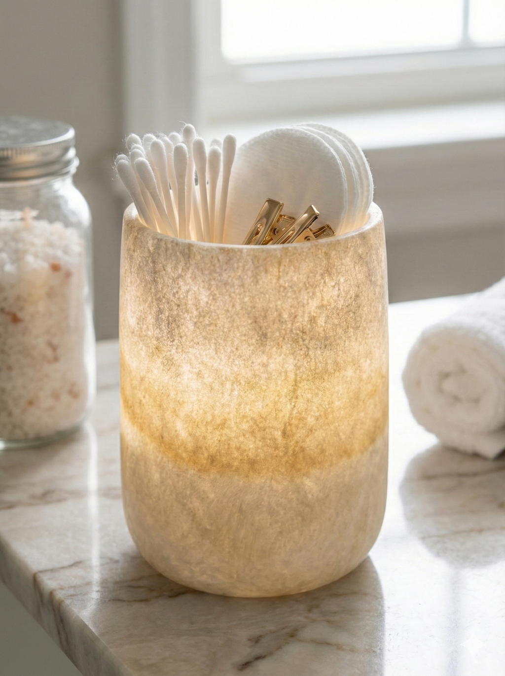 Tall Cylindrical Alabaster Light