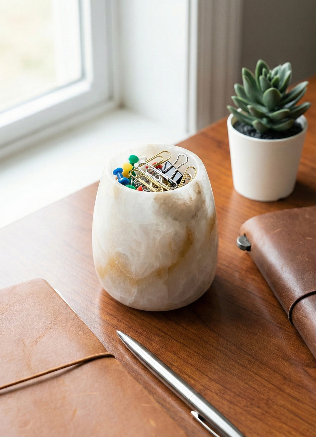 Alabaster Barrel Luminary