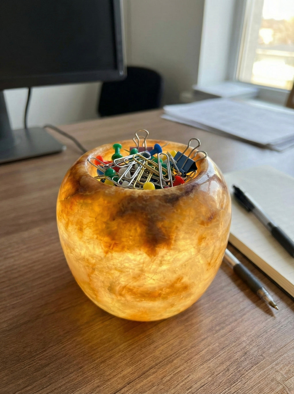 Round Apple Alabaster Light