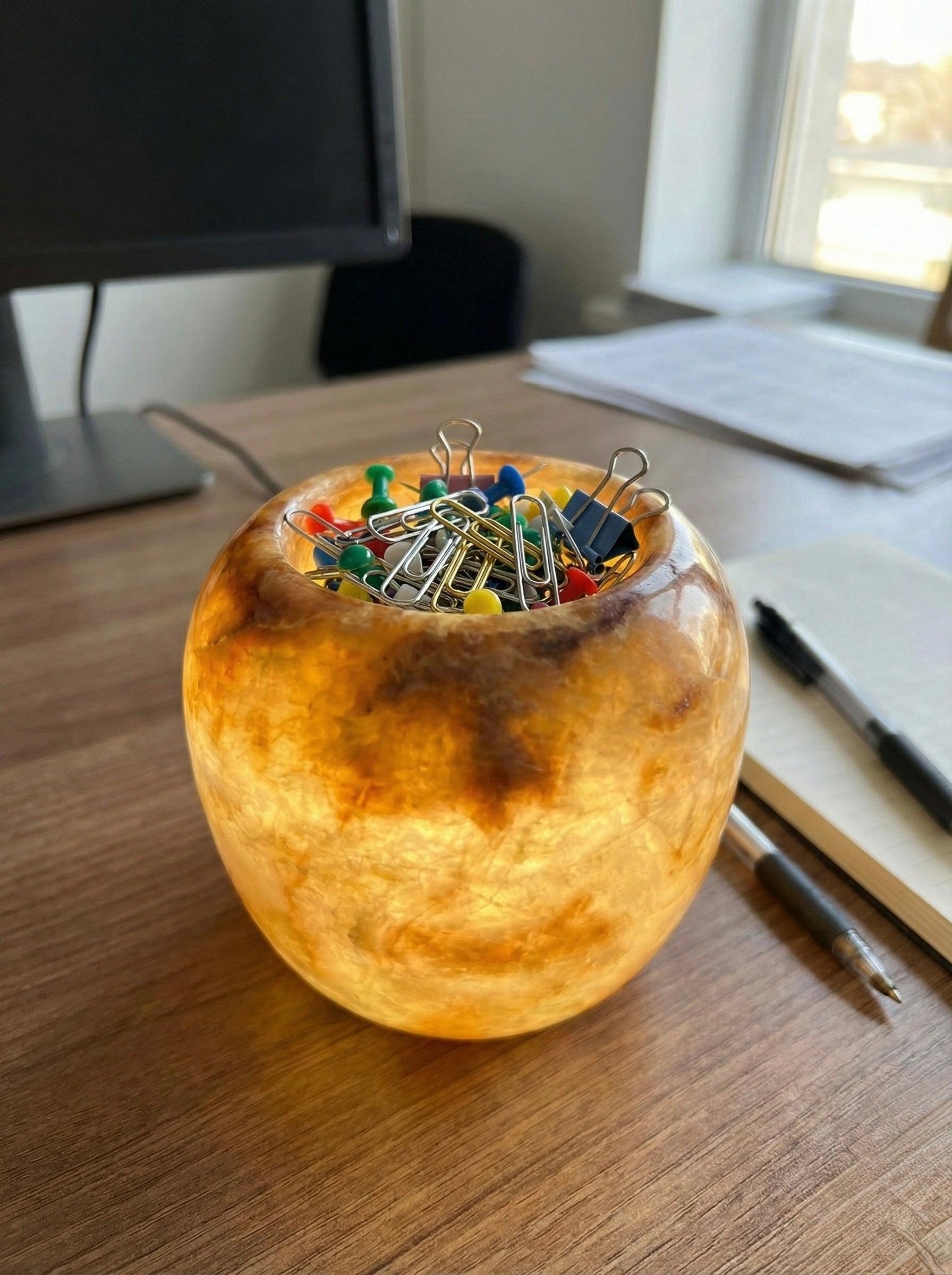 Round Apple Alabaster Light