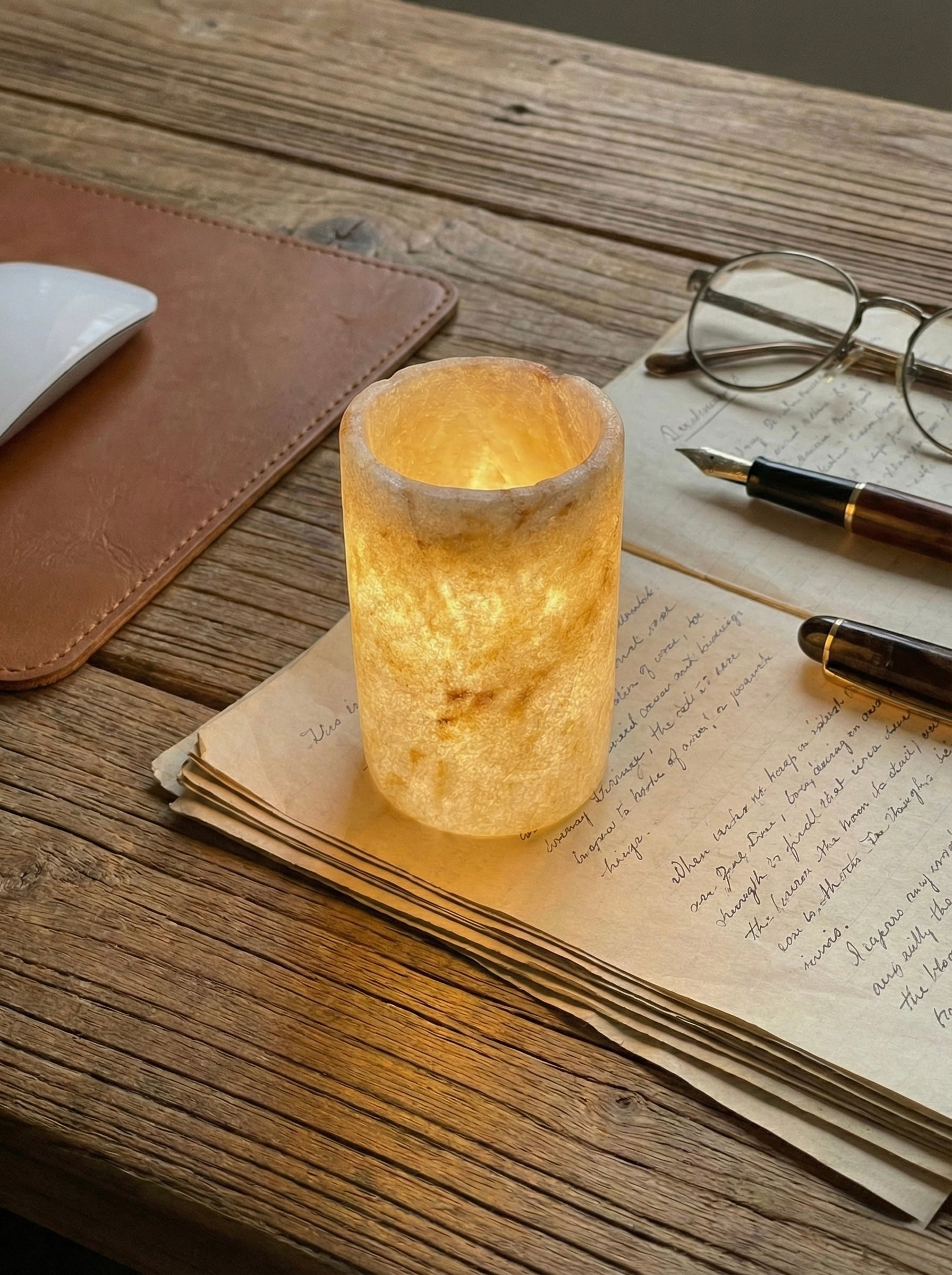 Soft Glow Alabaster Cylinder